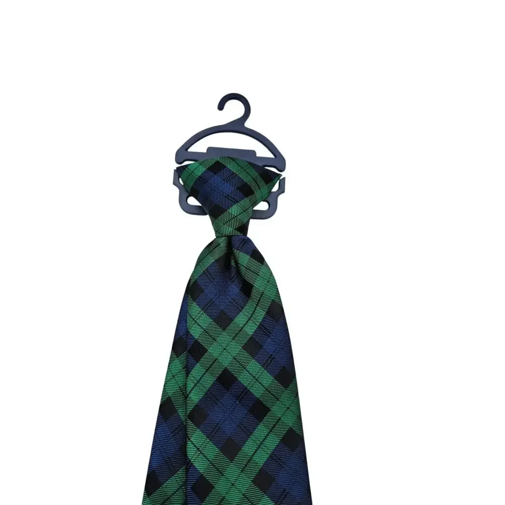Chaps by Ralph Lauren Boys Clip On Tie Blue Green Plaid NEW